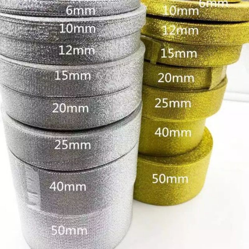 Pita Glitter Gold / Silver 3/8 Inch (1cm) per Roll