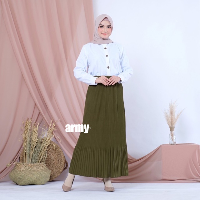 8141 BD - ROK LIDI PLISKET ABG MUSLIM MURAH PLEATED SKIRT MAXY FLARE MAYUNG MURAH POLOS PANJANG