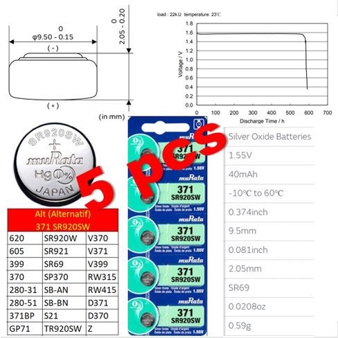 Diskon ori SONY MURATA 371 SR920SW baterai jam tangan mainan termometer Berkualitas
