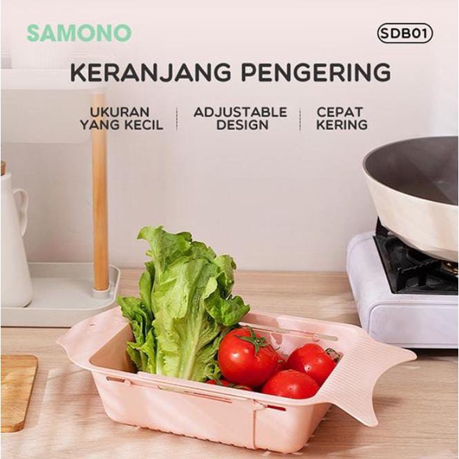 Keranjang Penyaring Buah Sayur Samono SDB01 Drain Basket Adjustable Multifungsi Wastafel Praktis