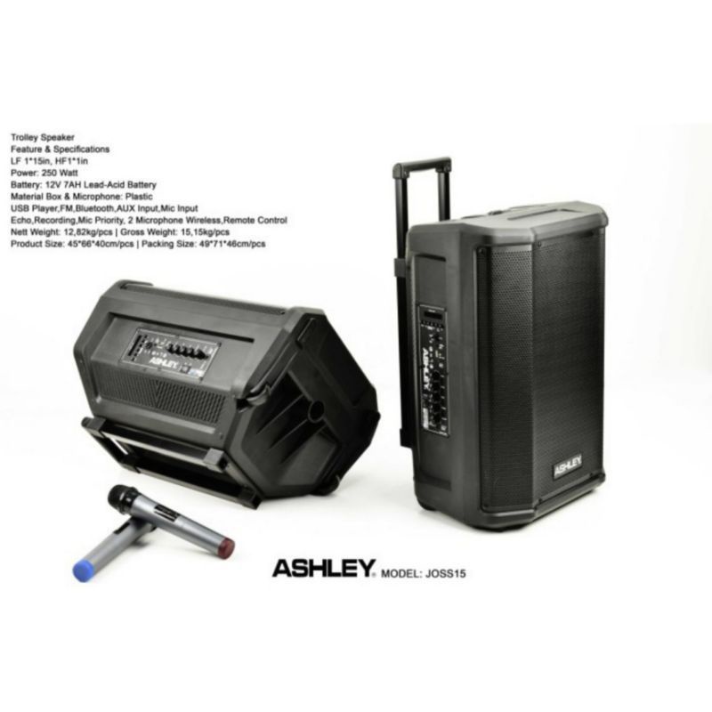 Ashley Speaker Portable JOSS 15 - 15 Inch Original Bluetooth Ashley Joss15