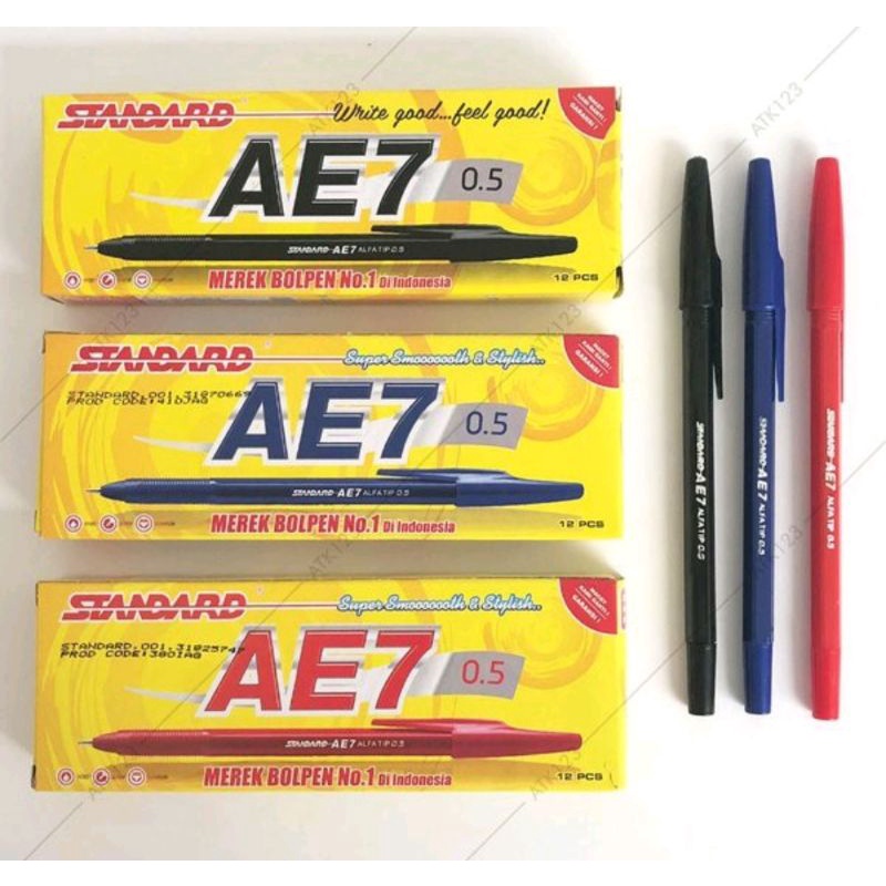 Vinztstore - Pulpen Standard AE7 - 0,5mm Ballpoint Standard Satuan Pen Standard Murah