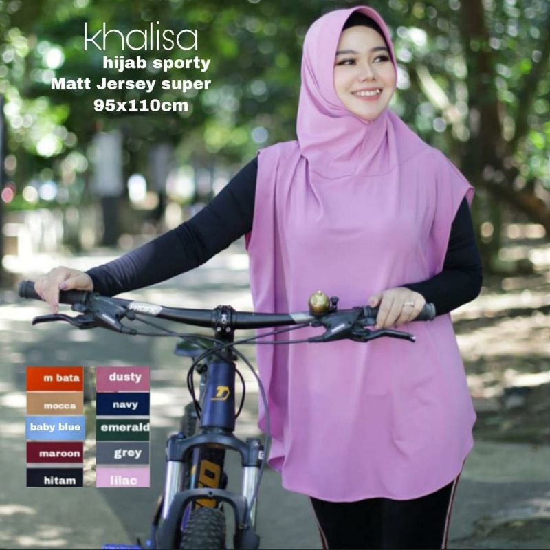 HIJAB SPORTY SYAR'I MUSLIMAH OLAHRAGA KHALISA JERSEY SUPER - ummiyunni hijab-Dusty