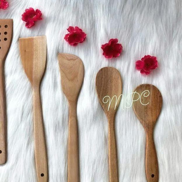 ✲ Set Sutil Kayu Mahoni / Spatula Kayu / Sodet Kayu isi 5 ✺