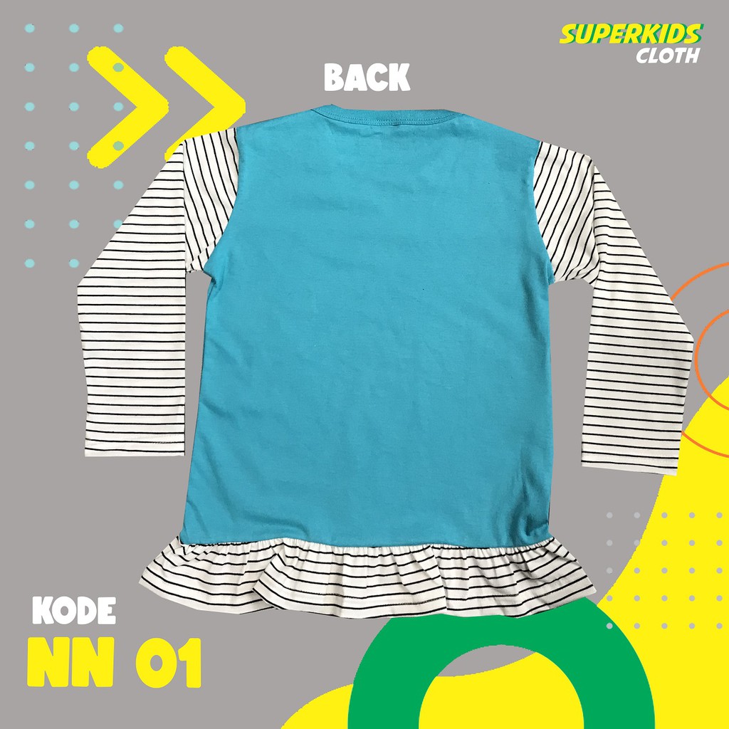 BAJU ANAK PEREMPUAN / KAOS ANAK PEREMPUAN / PAKAIAN ANAK CEWEK KAOS ANAK CEWEK LENGAN PANJANG STRIPE WEAR A MASK (NEW NORMAL EDITION) SUPERKIDS CLOTH 1 - 11 TAHUN