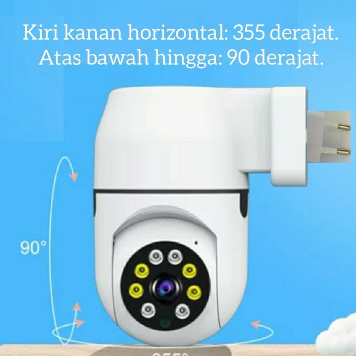 CAMERA IP PTZ LAMPU MINI 8MP MODEL STOP KONTAK FULL HD1080P WIFI CAMERA BOHLAM