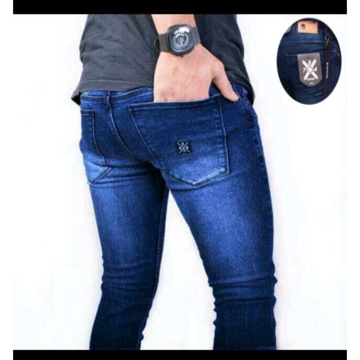 Celana Jeans Lepis Panjang Pensil Slim fit Skinny Karet Melar Pria Laki2 Cowok Dewasa
