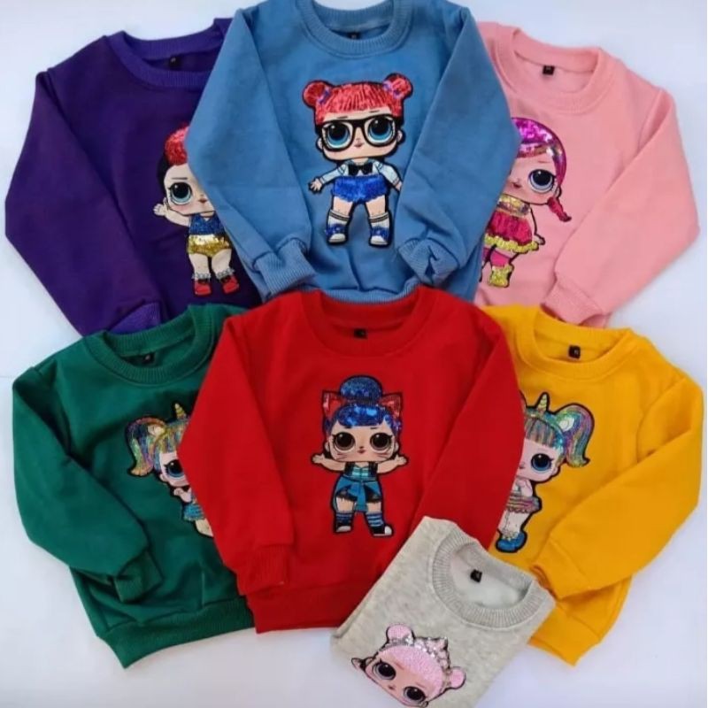 SWEATER ANAK PEREMPUAN MOTIF LOL LED BISA NYALA SWEATER BALITA LEMBUT SWEATER MURAH