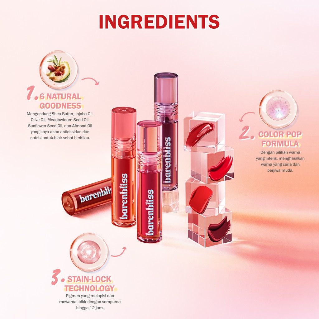 BPOM BNB barenbliss Peach Makes Perfect Lip Tint Korea Lip Gloss「24H Moisturizing」Liptint Liptin