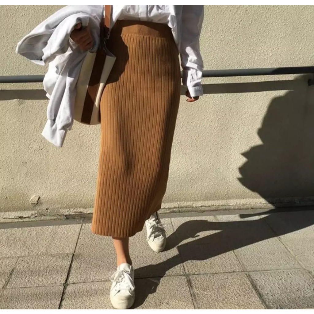 CoD - Rok Span Rajut Premium -Terlaris - Rok Panjang Wanita Terbaru - Rajut Long Skirt - Rok Panjang-2