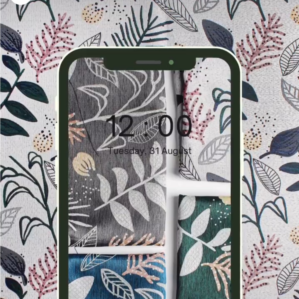 TROPICAL COLLECTION: KAIN SOFA HIKARON - KANVAS MOTIF DAUN - KAIN PEMBUNGKUS