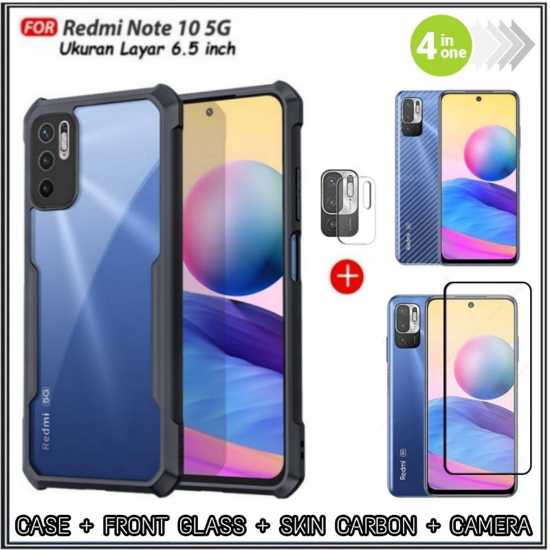 Paket 4in1 Case Xiaomi 11T / 11T Pro Hardcase Fusion ShockProof Free Tempered Glass Layar &amp; Lens Camera &amp; Skin Carbon