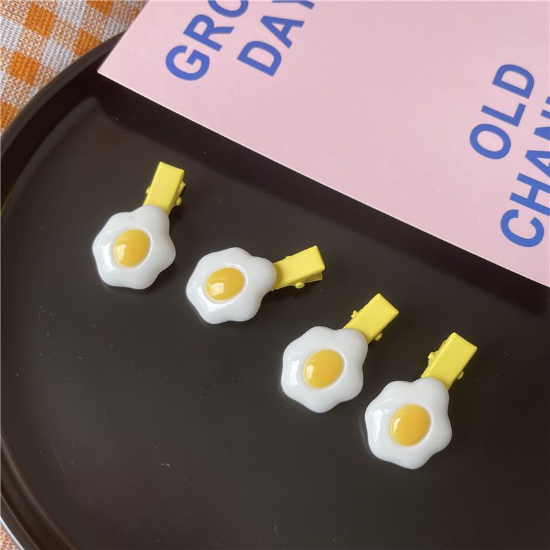 [MikanHiro Store] Jepit Rambut Telur Putih Kuning Kecil