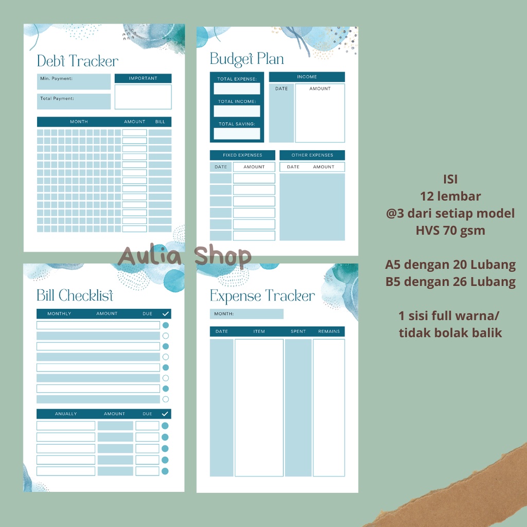 

12Lembar Isi Binder A5 dan B5 Daily Planner