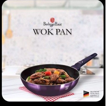 Wajan Besar 28 cm ungu / Wok Pan 28 cm Purple Berlinger Haus / Wajan warna ungu 28 cm / blaumann