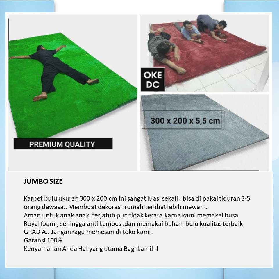KARPET BULU RASFUR UK 300x200 TEBAL 3.5CM Tebal Bulu Halus Lembut Jumbo Murah