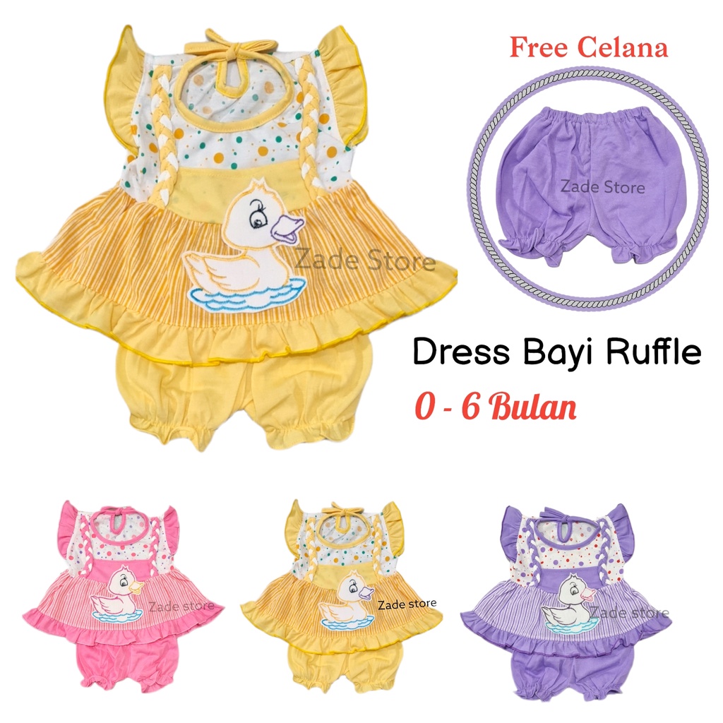 Set dress bayi + Celana setelan baju bayi perempuan rok bayi daster bayi baru lahir pakaian anak new