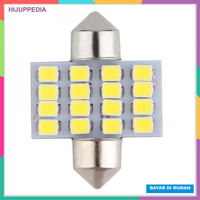 Lampu LED Interior Kabin Plafon Mobil Putih Terang 31mm Festoon 16 SMD