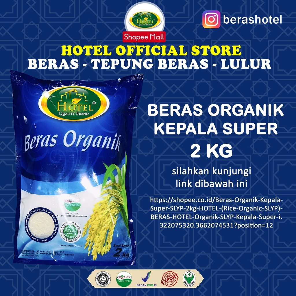 Jual Beras Organik Kepala Super Slyp 2 Kg Beras Organik Ir Kepala