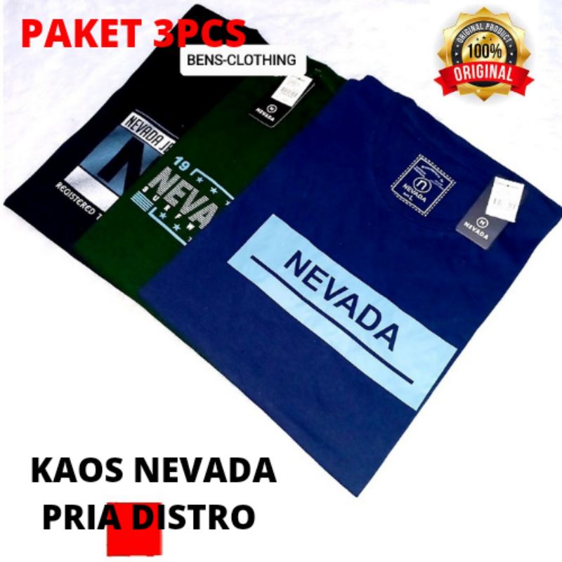 Baju Kaos Pria Distro 3pcs 100k original Dewasa Keren Murah Berkualitas Premium Tshirt Cowok CeweK / kaos pria distro / Kaos Nevada pria wanita dewasa