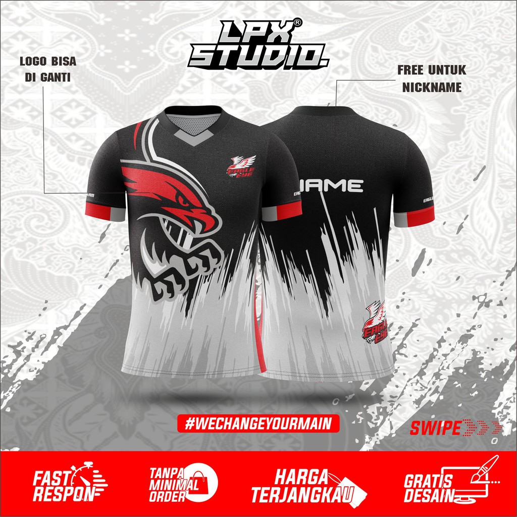 Baju Gaming Free Fire Eagle Esport | Bisa Cod Free Name Set