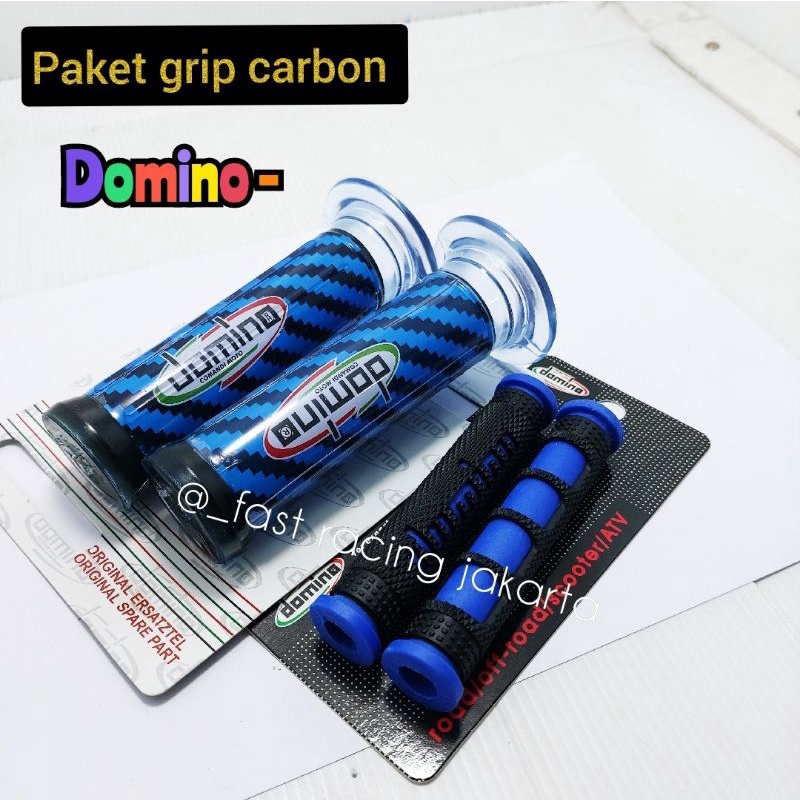 PAKET GRIP HANDGRIP CARBON DOMINO + KARET HANDLE JARI UNIVERSAL