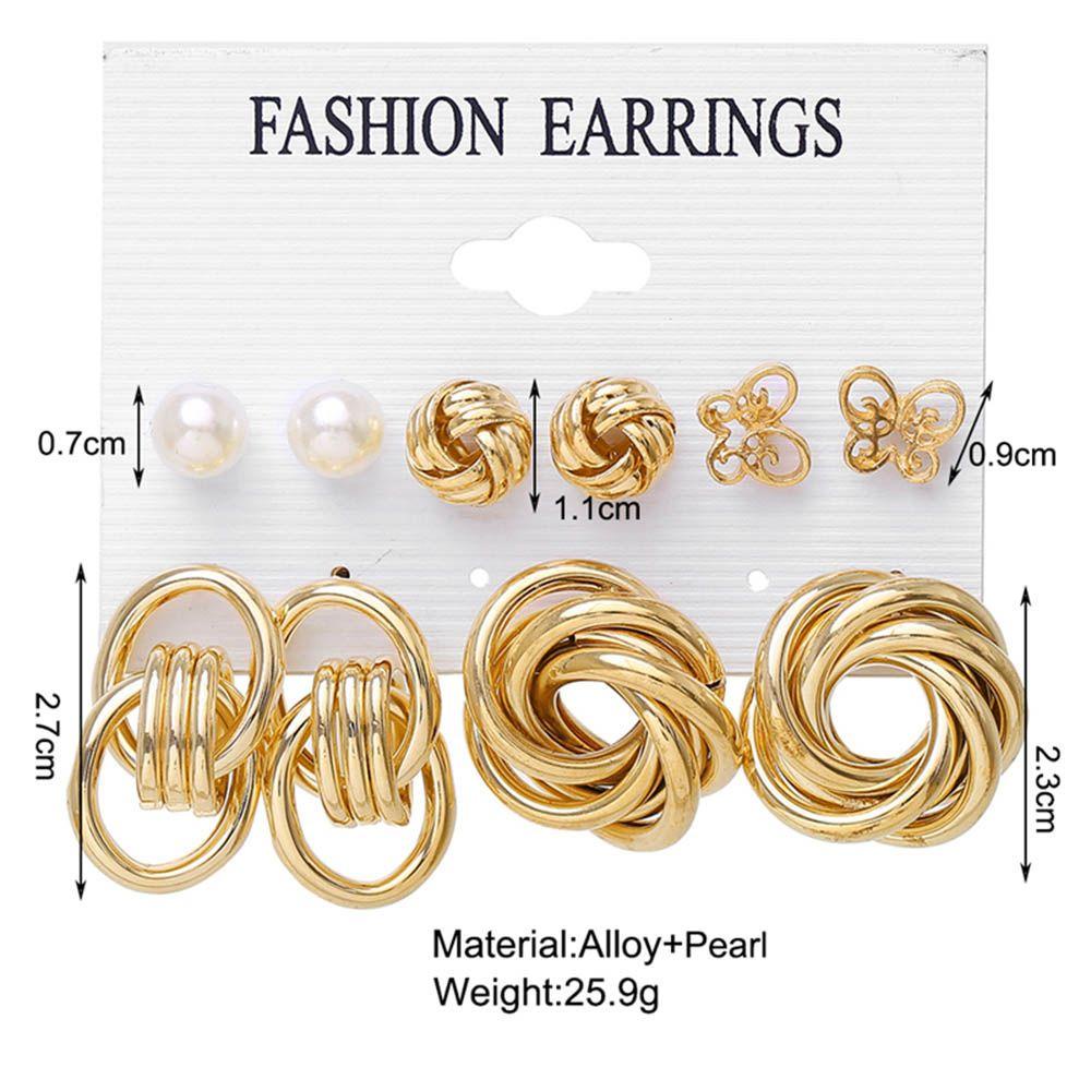 Set Anting Stud Bentuk Bunga Geometris Untuk Aksesoris Wanita
