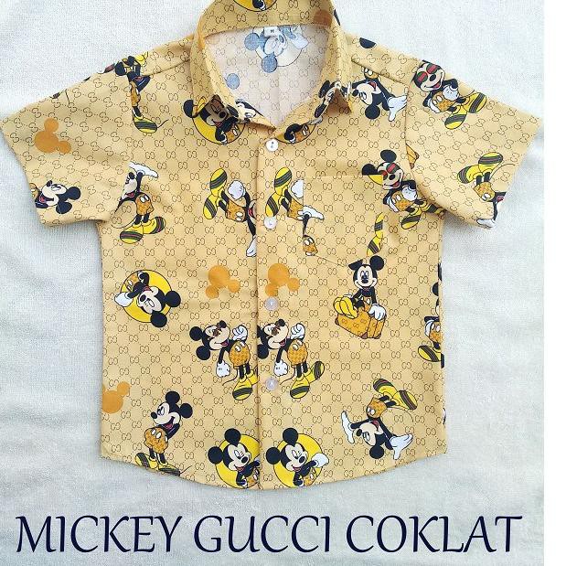 New Arrival  KEMEJA ANAK KATUN CATRA MICKEY GUCCI COKLAT ....