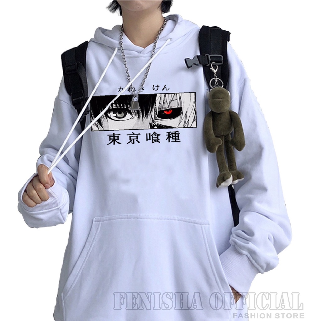 FenishaStore Sweater Hoodie Wanita Anime Tokyo Ghoul Kaneki Ken Eyes