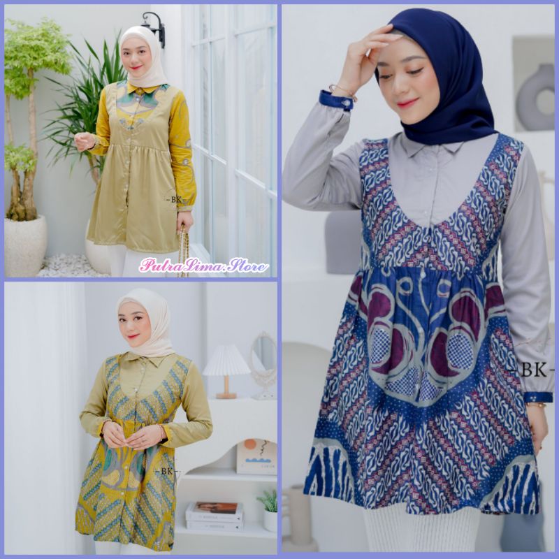 BLUSE BATIK WANITA MODERN MIX VELVET ELEGANT//ATASAN