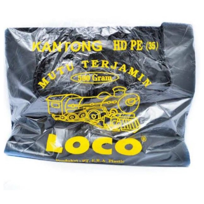 Kantong Plastik HD PE Loco Hitam 500gram / Kantong Kresek Hitam ALL Size