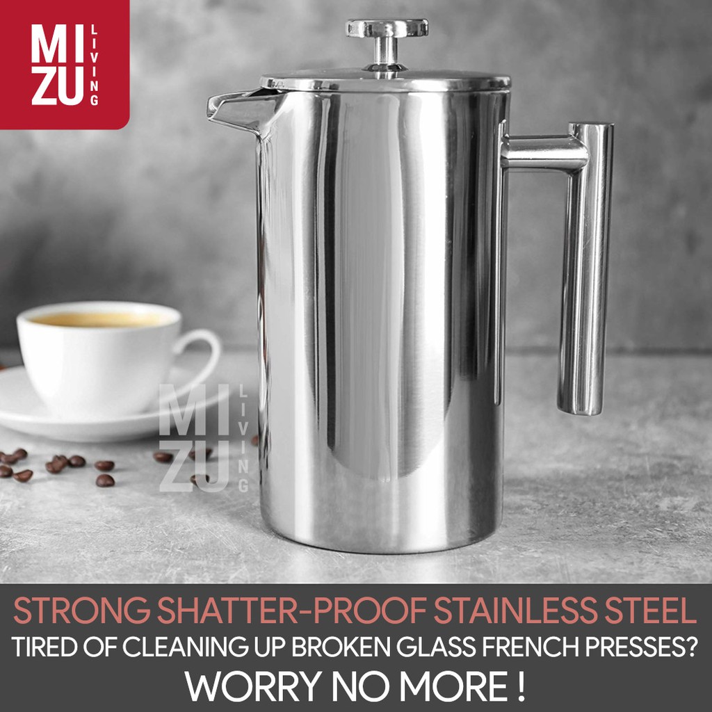 FRENCH PRESS Stainless Steel 350 800 1000 1500 ml Paperless Coffee Plunger Coffee Maker Tea Maker