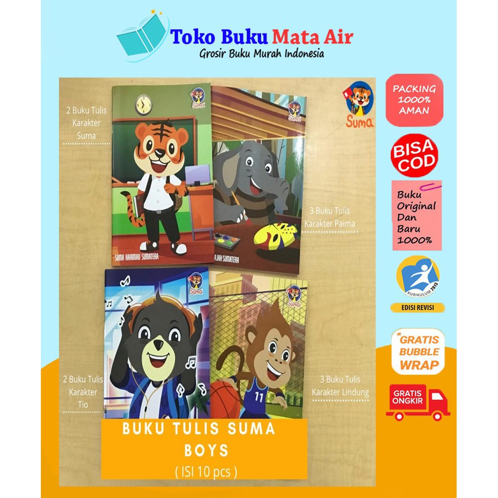 

[PER PACK] BUKU TULIS KARAKTER SUMA BOY 50 LEMBAR ISI 10 BUKU
