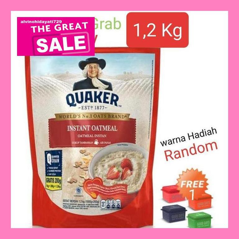 

Al04Nind Quaker Oat Instant Oatmeal Sereal 1200 Gram 1,2 Kg Free Lunch Box Indvvl03