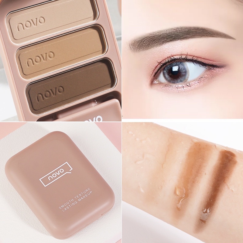 ❤️NOVO Eyebrow Powder 3 Warna Tahan Lama Anti Air bedak alis Kosmetik Mata