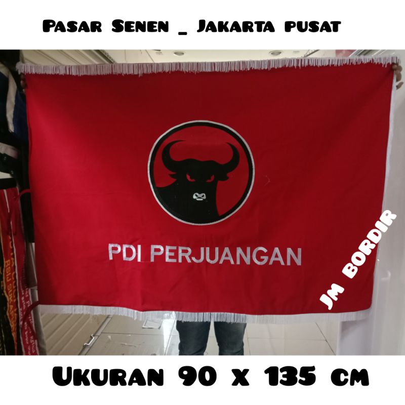 BENDERA PATAKA PARTAI PDI PERJUANGAN || BENDERA LOGO || BENDERA BORDIR || BENDERA PATAKA PDI PERJUAN