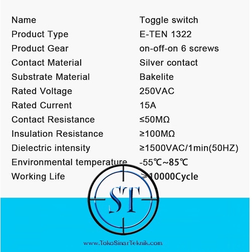 BA-12C-15A Toggle SW 6p Besar On-Off-On 15A Saklar Toggle Besar  Tombol Switch Tuas Gagang Besi 15 Amp