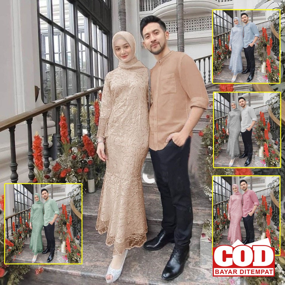 Couple pesta tile brokat sarimbit brukat mewah yudhistira dress duyung mermaid tulle pearl yudistira