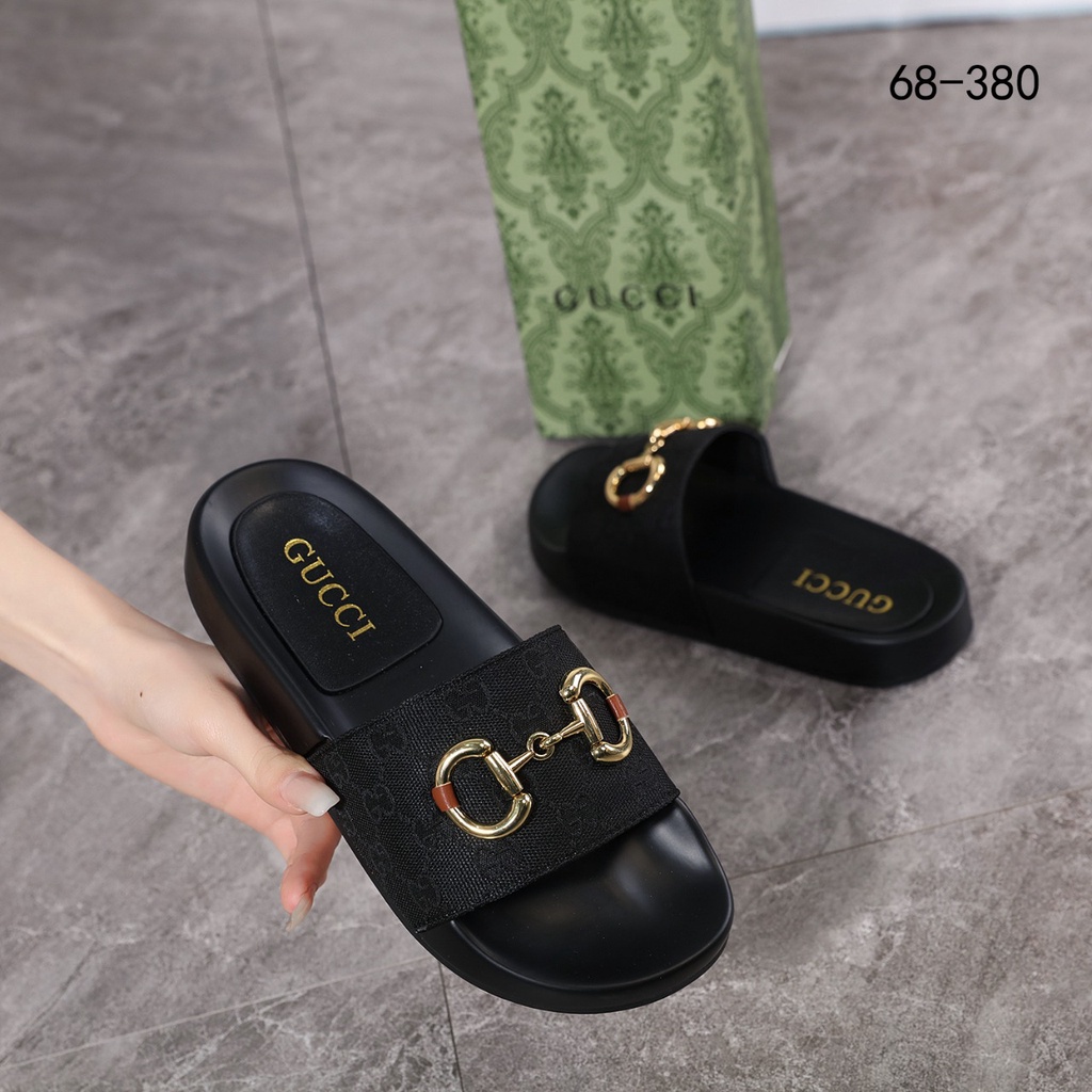 GC GG Canvas Horsebit Slide Sandals 68-380