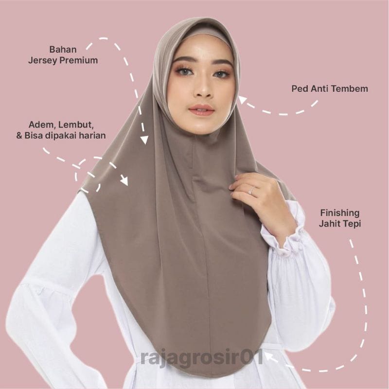 Hijab Instan Antem Penguin Jersey / Kerudung Instan Pad Antem Penguin / Jilbab Geblus Pad Jersey