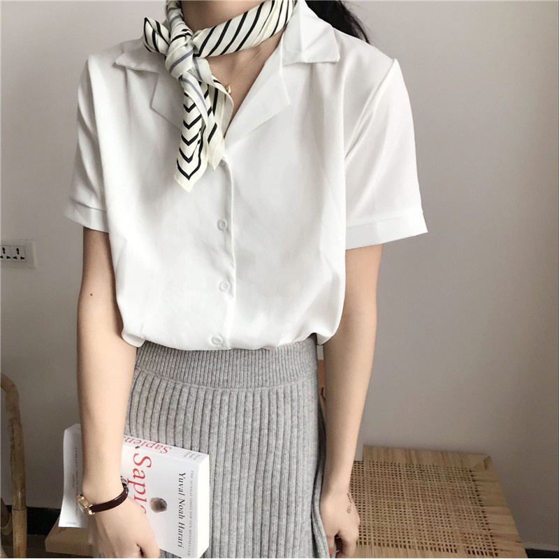 XIAOZHAINV Blouse Wanita Korean Style Lengan Pendek 307
