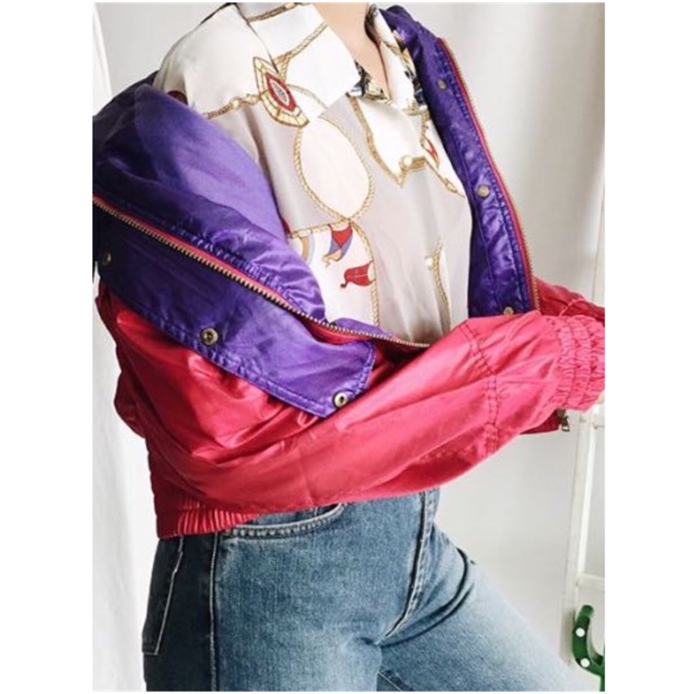 Preloved Vintage Fuschia Barbie Pink Biker Bomber Jacket