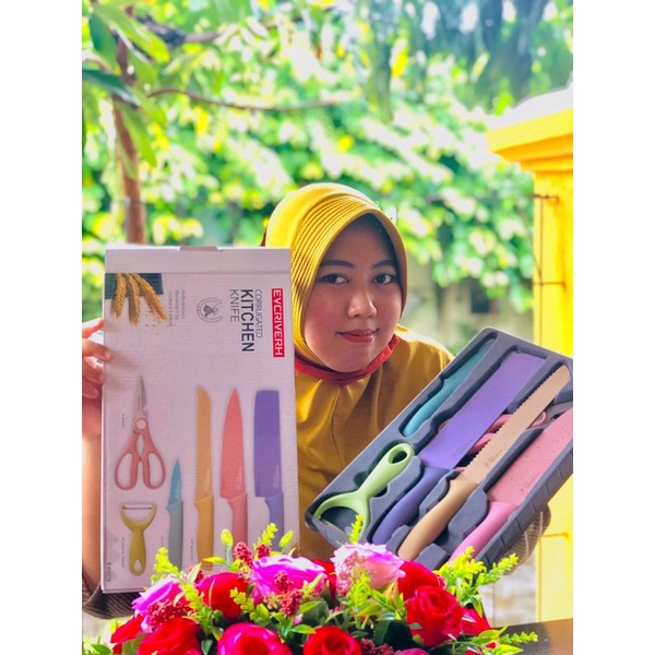 Kitchen knife set / pisau isi 6pcs everrich evcriverh/Kitchen Set 6set in 1 Serbaguna.PisauAndin
