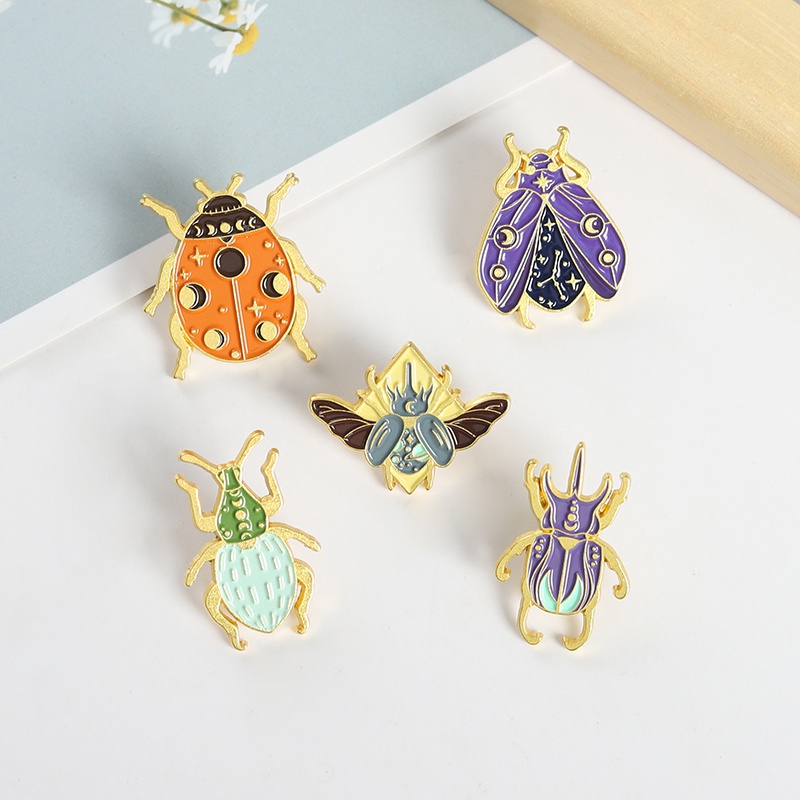 Cartoon Insect Enmel Pin Longhorned Beetle Pin Ladybug Pin Animal Jewelry Clothing Accessories