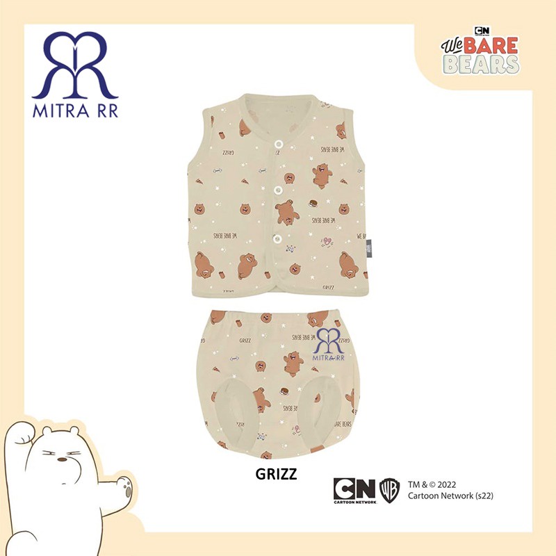 FLUFFY Stelan Baju Kutung Celana POP WE BARE BEARS NB S M L (0-12 bulan) Setelan Baju Bayi 3 Pasang