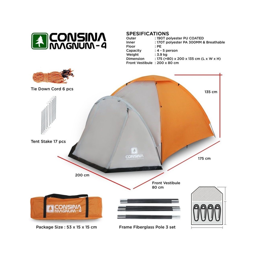 TENDA CONSINA MAGNUM 4 - TENDA KAPASITAS 4 ORANG