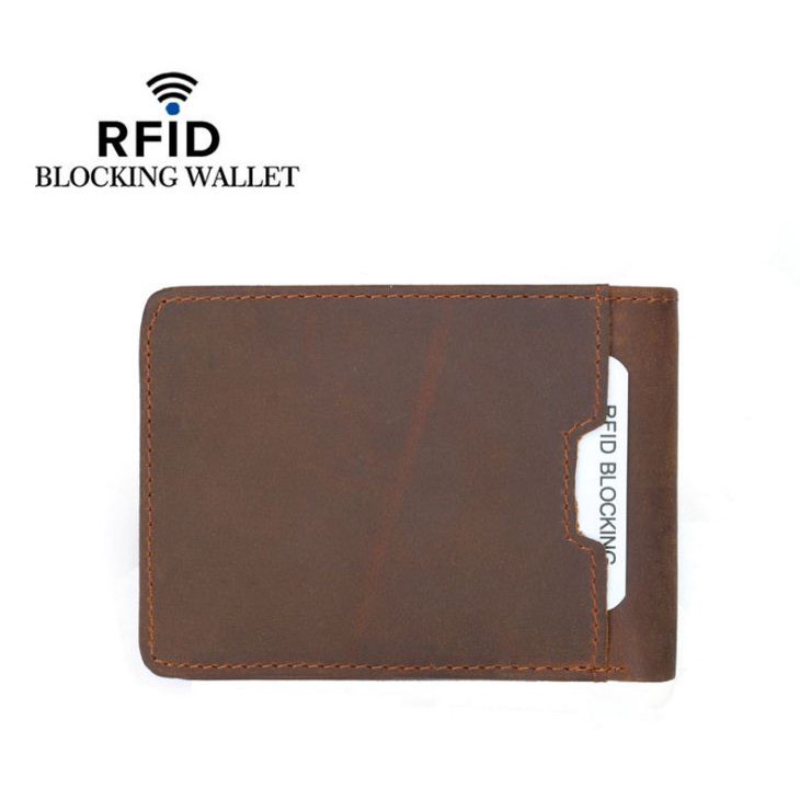 Anti RFID Dompet Pria Cowok Tipis Kulit Asli Crazy Horse Import FM110