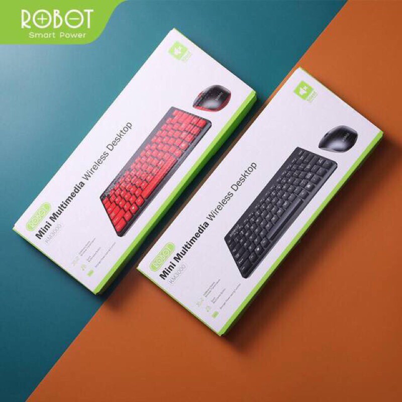 Keyboard  Wireles Robot KM3000 Combo Optical Mouse Receiver Usb for Pc Laptop Original Garansi 1 Thn