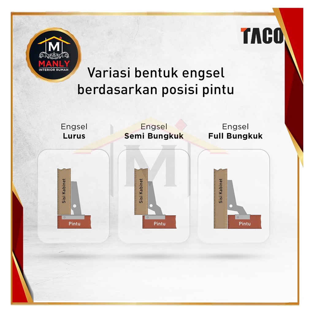 Engsel Slow Motion Taco ET-01 35 MM Zinc Alloy (Chrome) Hydraulic Hinge isi 1 Pasang..