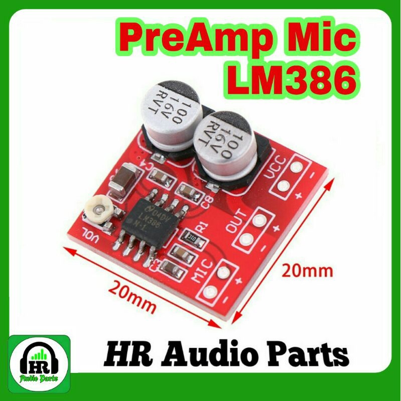 PreAmp Mic LM386 Mini Amplifier Headphone 5V - 12V Penguat Microphone